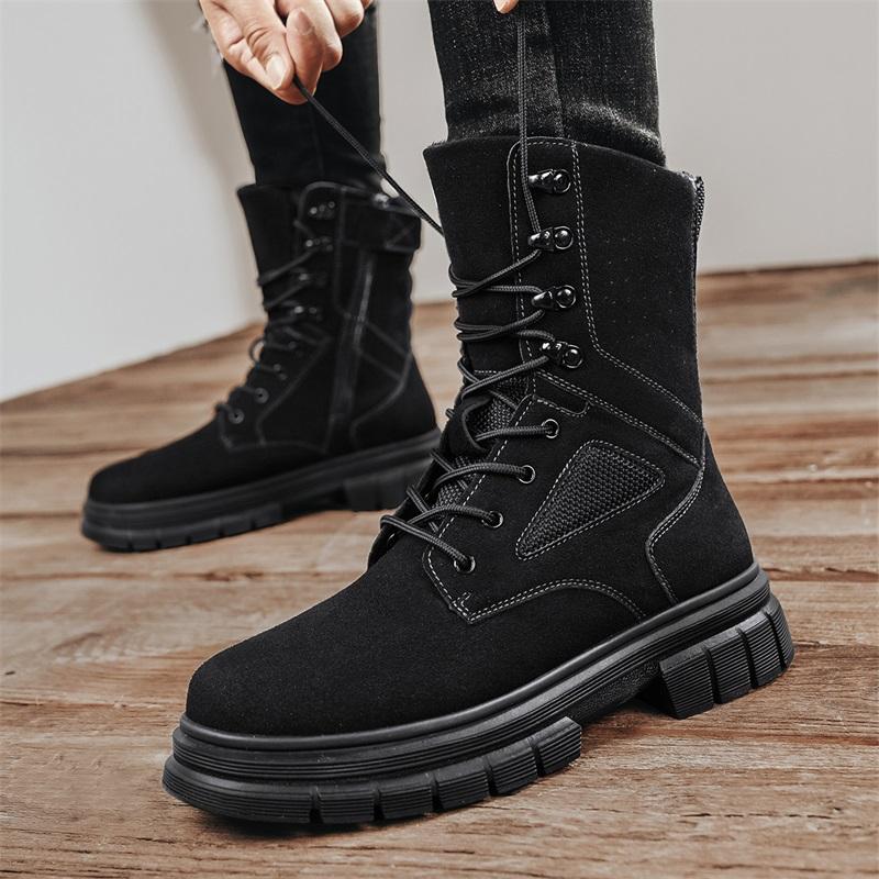 Fashion Stylish Winter Men Ankle Boots Autumn High Quality Sneaker Leather Plush Snow Desert Boots Work Shoes Men Outdoor Snow Boots