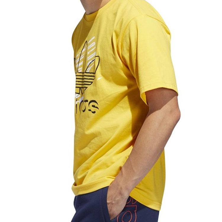 adidas Originals Trefoil Art Logo Print Tee Men Tops Yellow DV3280