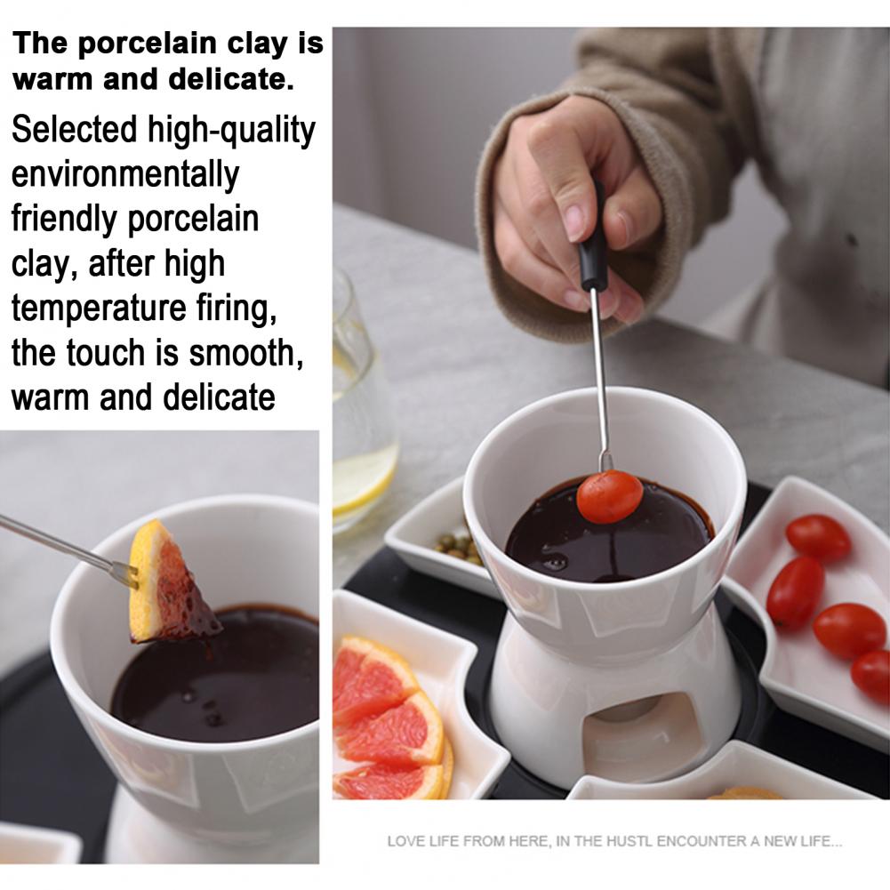 Melt Hot Pot Bowl for Cheese Elegant Fondue Set Elegant Ceramic Fondue Butter Warmer Set for Chocolate Cheese Caramel for Even