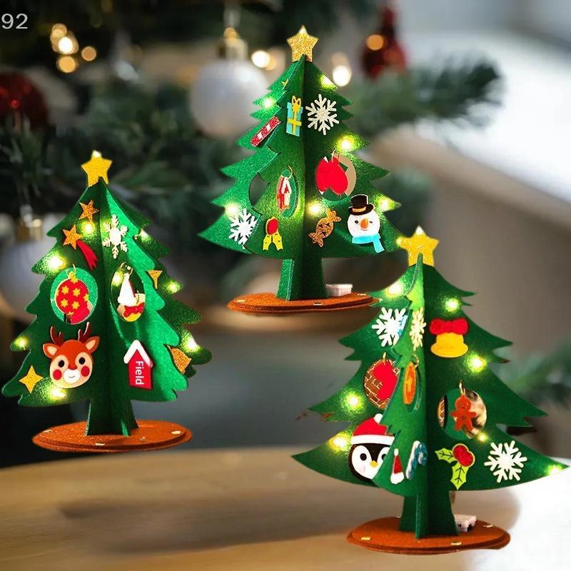 1SET Children DIY Felt Christmas Tree Toys Handmade Xmas Tree Crafts Material Desktop Decoration Navidad New Year Gifts for Kids