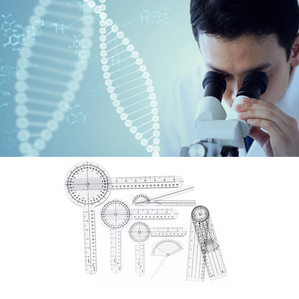 Set de 6 bucăți Goniometre Medicale PVC Transparent Scară Clară Rezistent la Uzură Riglă de Unghiuri pentru Ortopedie