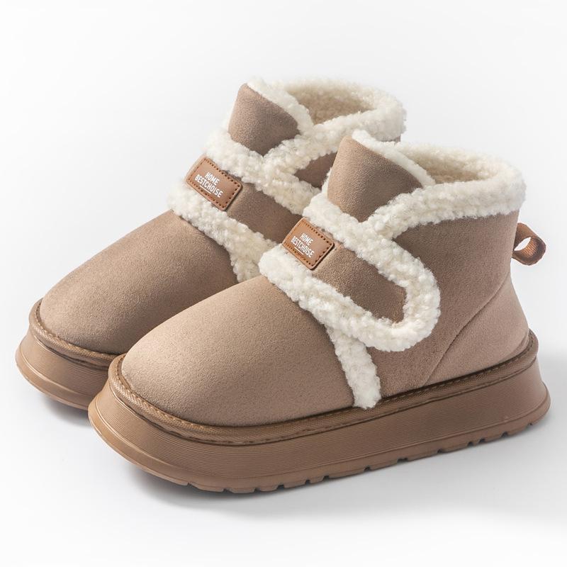 Snow Boots 2025 New Winter Piled Thickened Non-slip Warm Fur Integrated Warm Cotton Shoes Outside