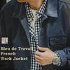 Tsutaeru French Work Herringbone American Vintage Style BLEU DE Men's Jacket, Weave, 100% Cotton, Fall/Winter Coverall, Casual, (JP, Alphabet, M,