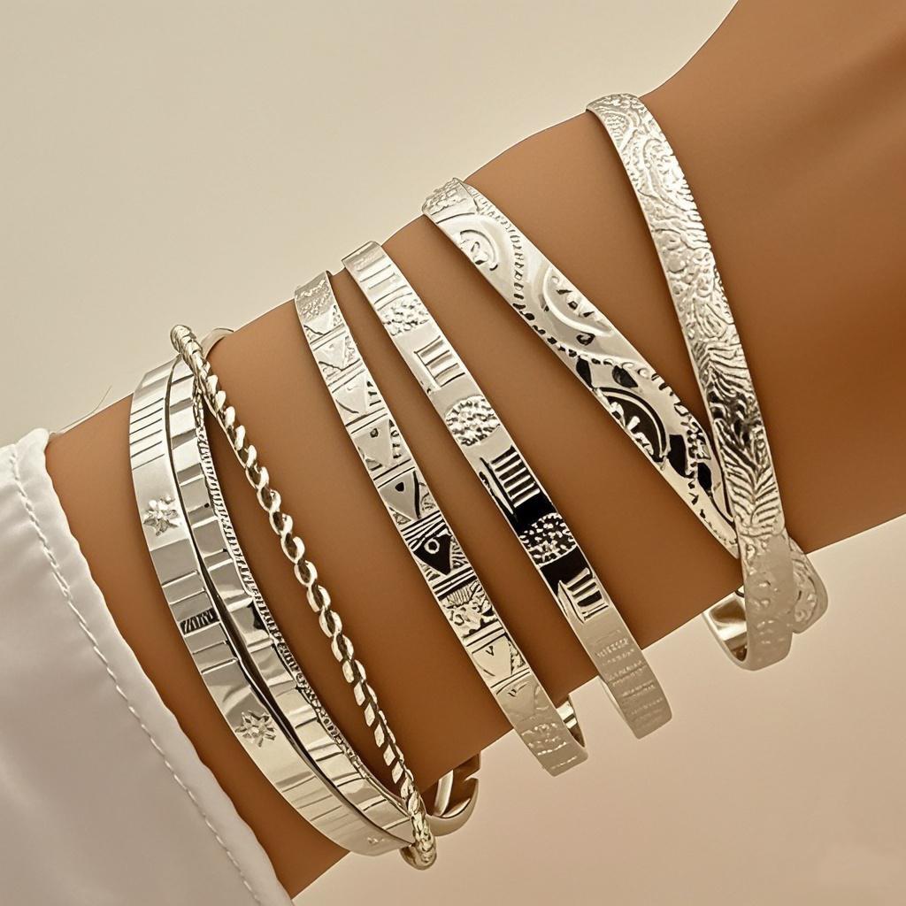 Exaggerated Niche Design Sense Metal Round Bracelet Geometric Personalized Bracelet
