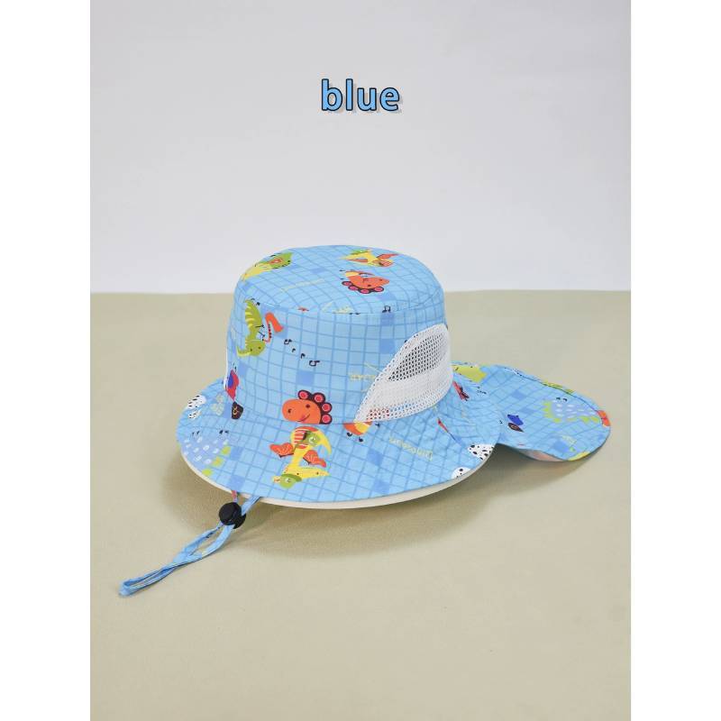 Summer Kids Sun Hat With Wide Brim Cotton Polyester Uv Protection For Boys Girls