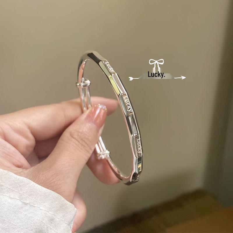 

Элегантный посеребренный браслет пуш-пул из белой меди с английскими буквами, женский регулируемый браслет для удачи. Push-pull Bracelet