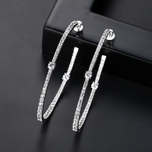 LUOTEEMI Tiny CZ Big Hoop Fashion Women Cubic Zirconia Earrings Party Gifts Luxury Jewelry Earings