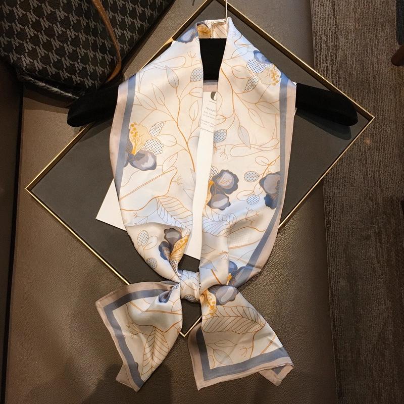 Natural Real Silk Scarf Women Bandana Scarves Wrap Kerchief Mulberry Spring Fashion Luxury High Quality Hijab 14*145Cm