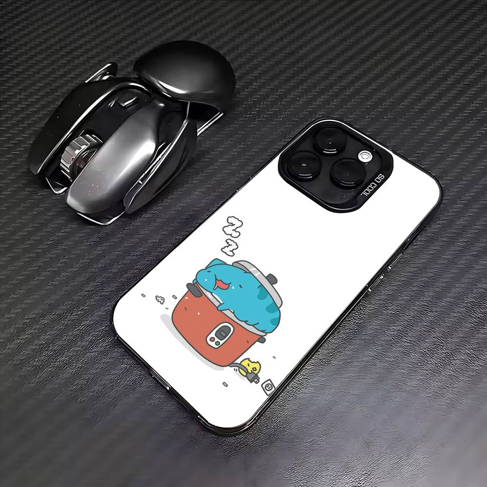 Cute B-Bugcat Capoo Phone Case For iPhone17,16,15,14,13,12,11 Plus,Pro Max Colored Silver Plated Inside Cover