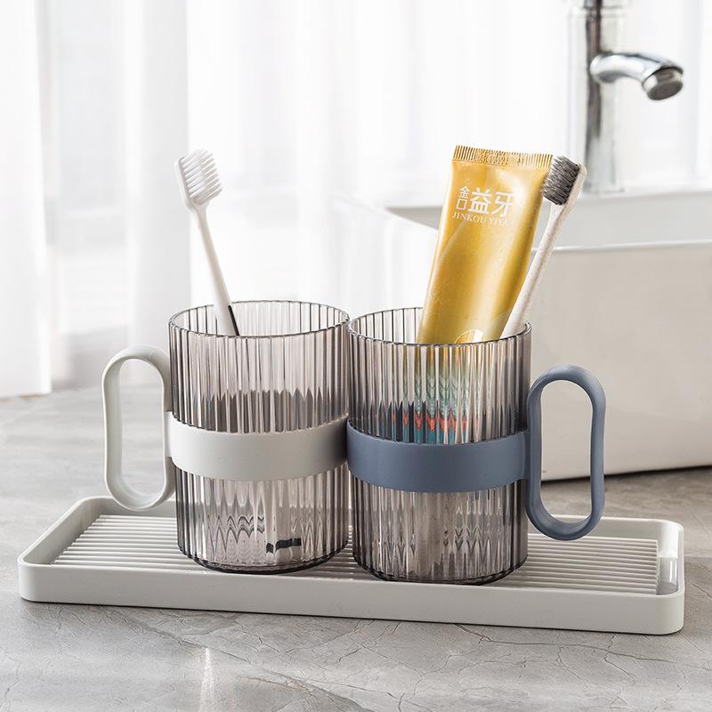 Light Luxury Minimalist Couple's Toothbrush Holder and Water Cup with Handle