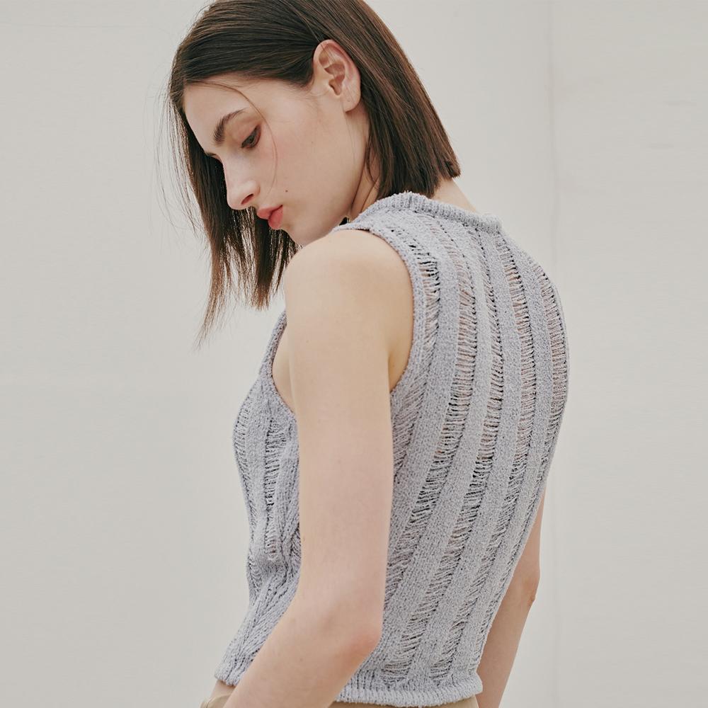 Odier Ribbed Net Sleeveless - Grey Gray/One