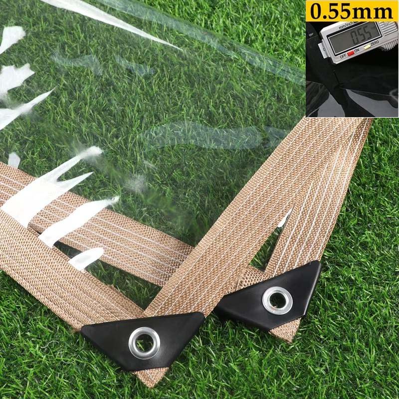 0.55mm Heavy Duty Clear PVC Tarpaulin Pergola Winter Insulation Film See Though Tarp Curtain Waterproof Garden Plants Raincover