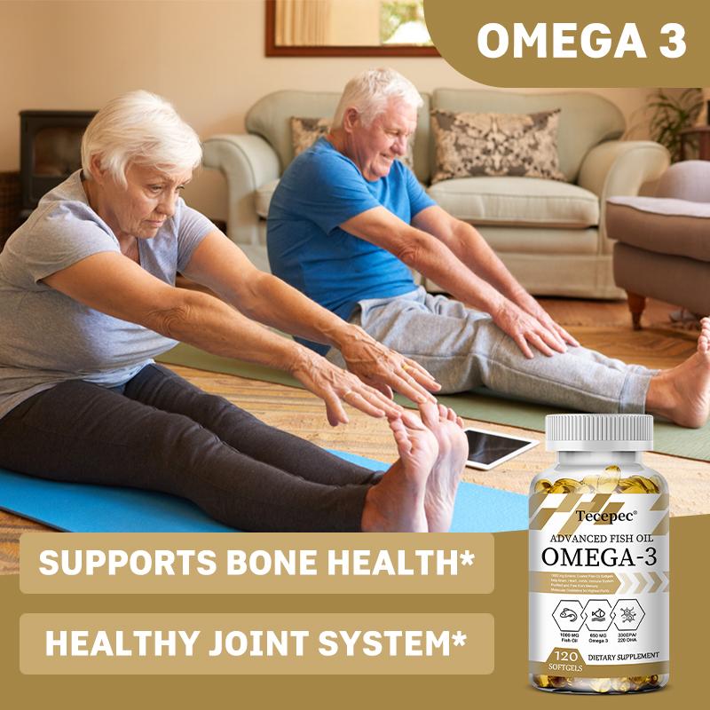 Hochwertiges Fischöl 1000 mg, enthält Omega-3, EPA und DHA, 3-fach konzentriert, 120 Kapseln.