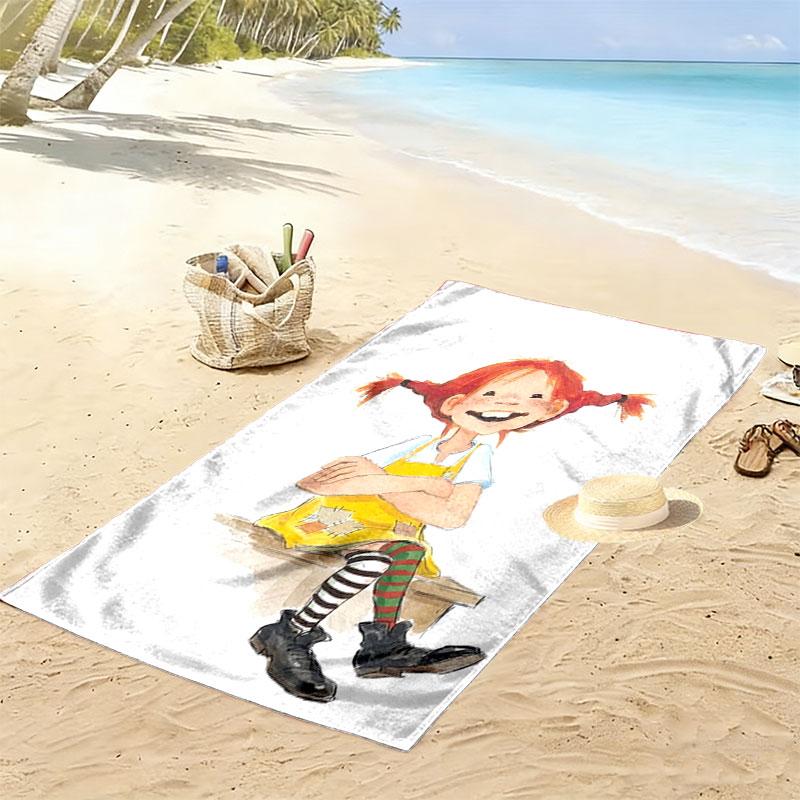 Pippi Adventure Print Beach Towel Large Soft Quick Dry Towel For Beach Camping Swimming