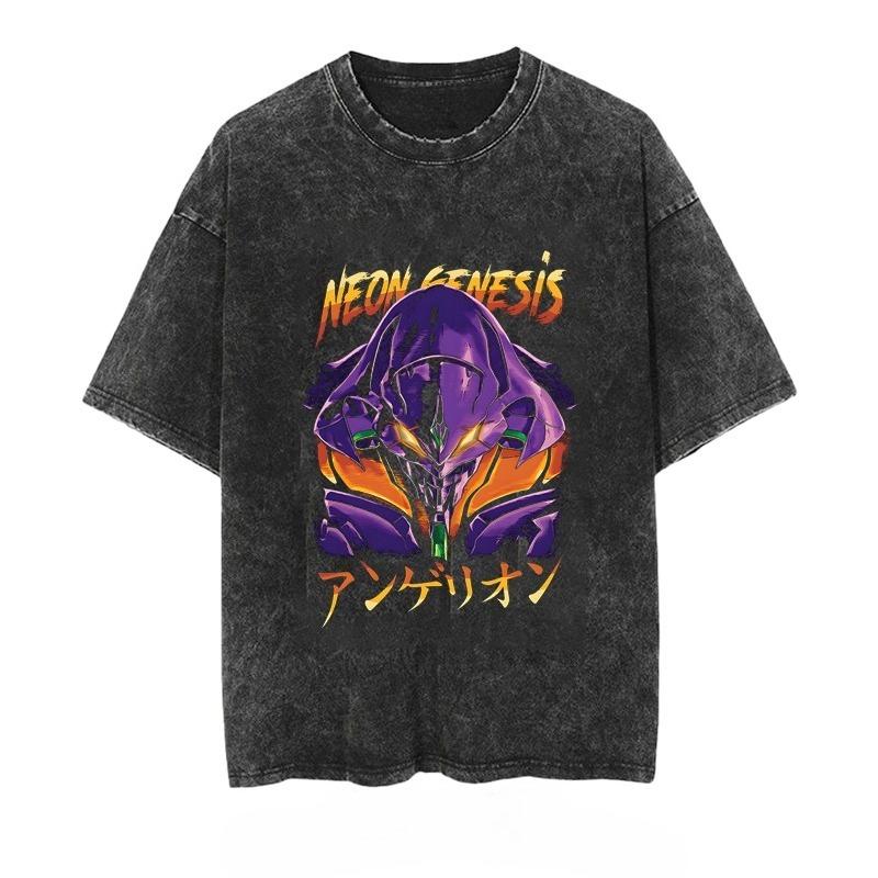 Zomer Mode Nieuwe Eeuw Evangelie Krijger Ontwerp T-shirt Y2K Harajuku Gewassen Korte Mouwen Shirt