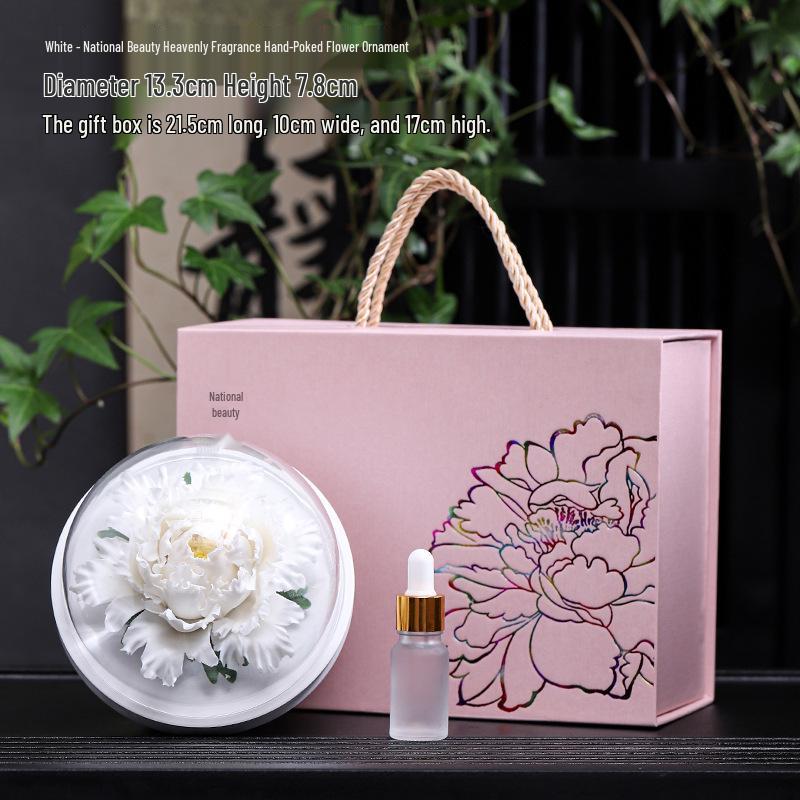 Luxury Ceramic Peony Incense Burner - Elegant Fragrance Ornament for Office or Home, Personalized Business Souvenir with Custom Logo