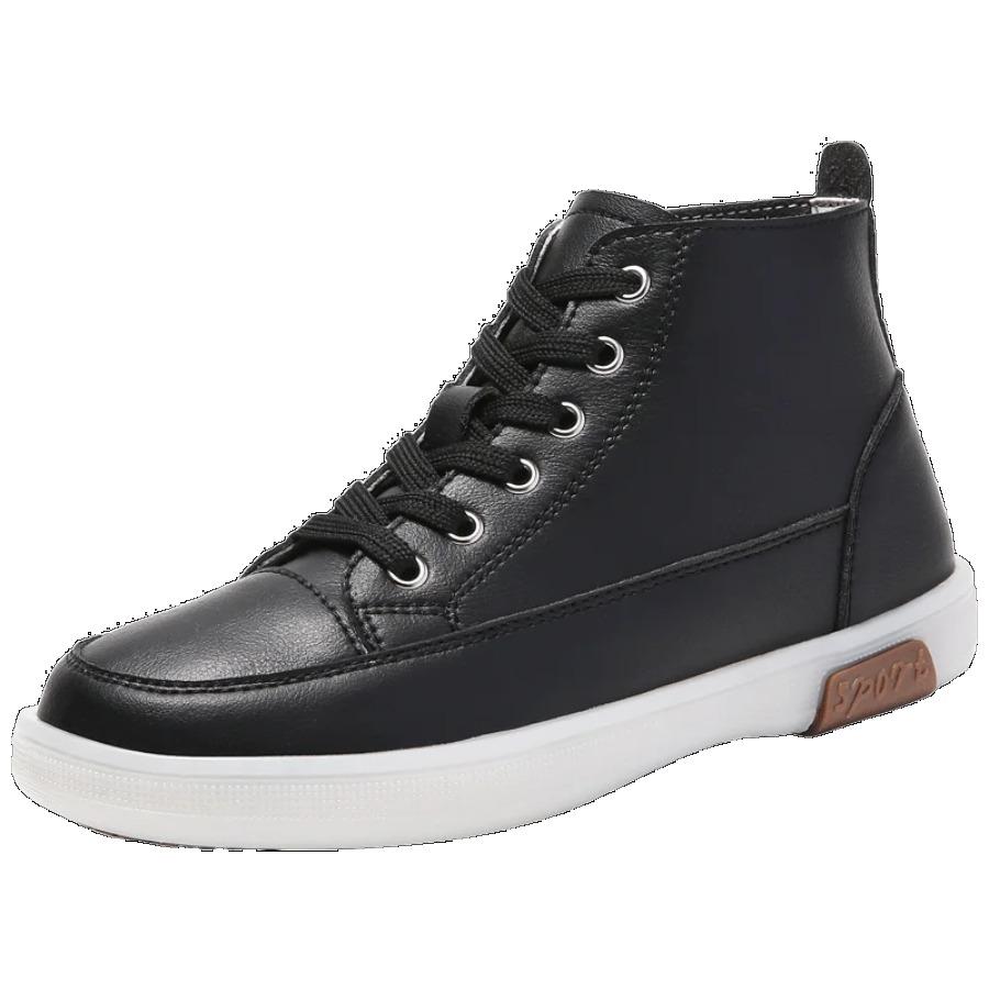 

Женские весенне-осенние новые короткие ботинки, нескользящая обувь для ходьбы, повседневные, на плоской подошве, кожаные, с высоким голенищем, модные, удобные женские туфли 41 чёрный