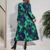 Sping Autumn Bohemian Women Maxi Dress Casual Long Sleeve High Waist V-neck Beach Woman Chiffon Dresses Floral Vestidoes Mujer