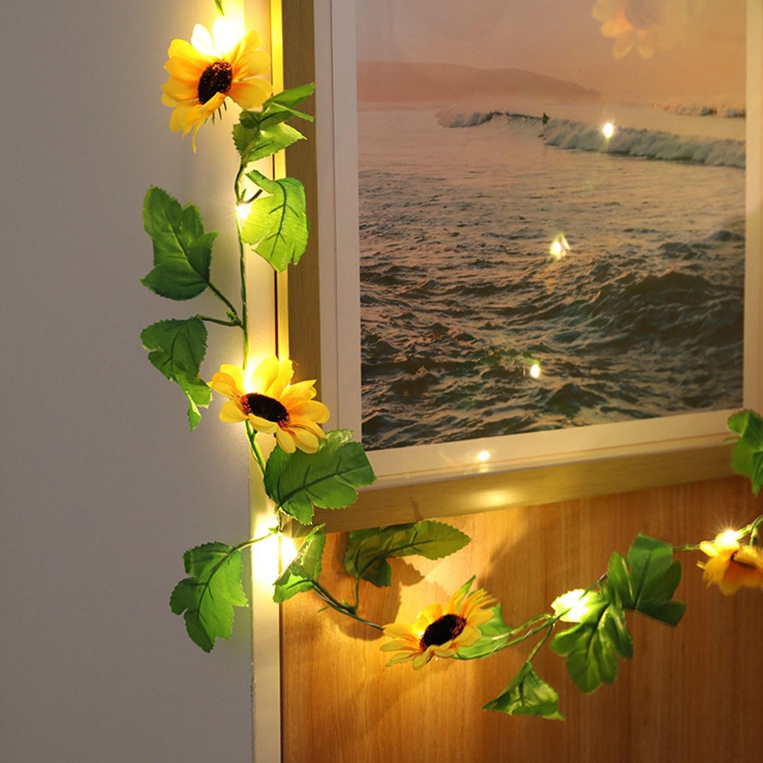 

6.56ft 20LEDs Fairy String Lights Flower Shaped Decor Hanging Lights Waterproof Garden Patio Lighting for Wedding Party Christmas Halloween A