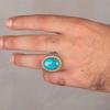 Europäischer und Amerikanischer Punk Neuer Retro Herren Galvanik Zweifarbig Eingelegt Türkis Ring Punk Stil Persönlichkeit Bankett Ring