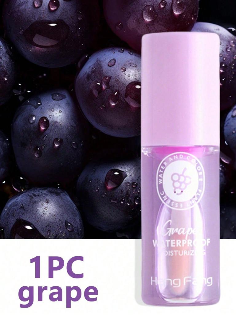 1Pc Fruit Flavored Lip Oil, High Moisturizing Lip Balm, Lemon/Apple/Blueberry/Grape Flavor, Brighten