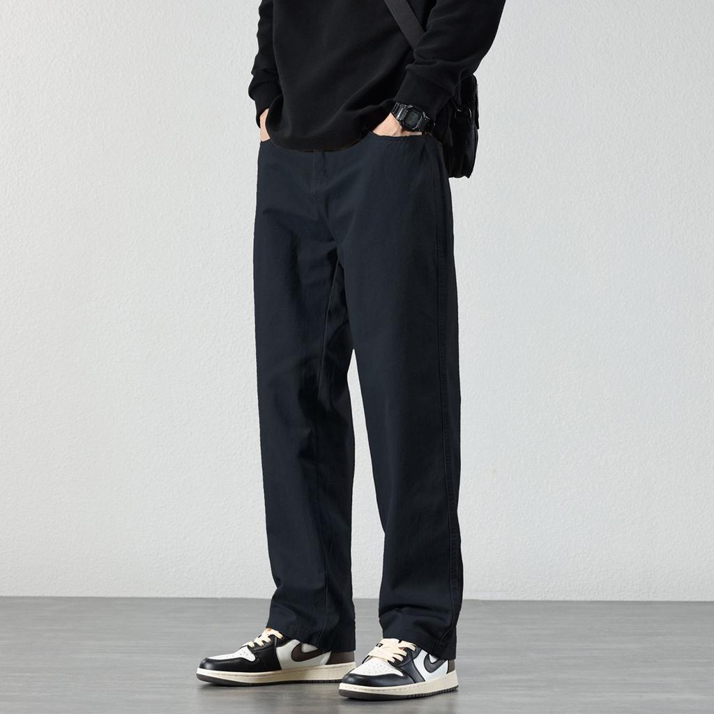 Autumn New Black Velvet Thickened Versatile Casual Pants Men's Loose Straight Trendy Brand Wide-leg Men's Pants Tide