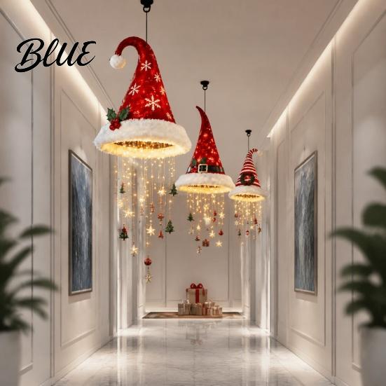 Dekoratif Tatil Kolye Uçları Noel Şapkası Asılı Fener Parlayan Noel Baba Şapkası Işığı LED İpli Mevsimlik Ev Atmosferi Ve Kolye Uçları