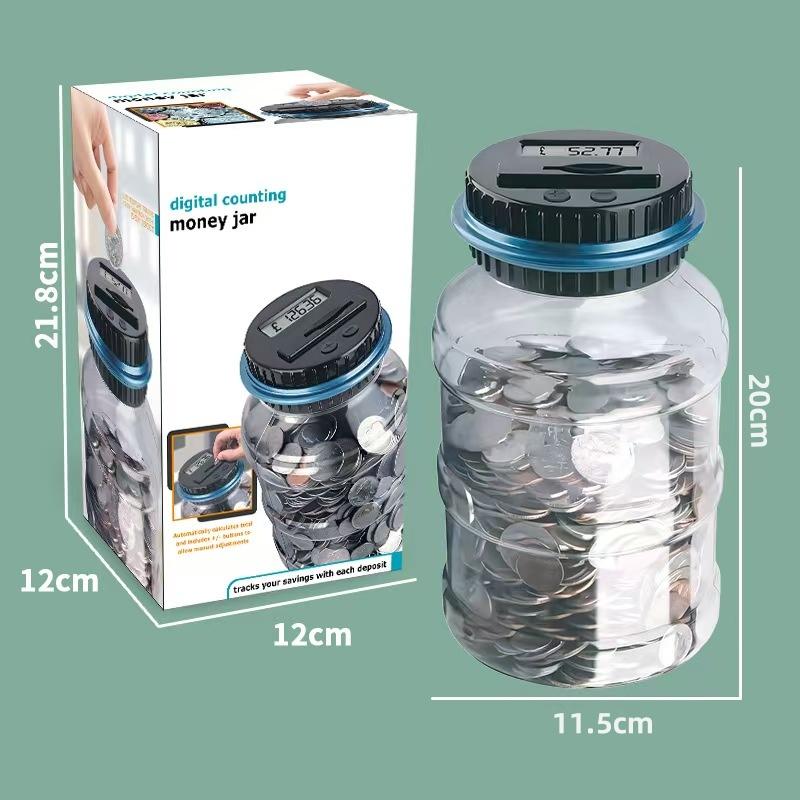 Piggy Bank Coin Savings LCD Counting jar Financial Gift GBP EUR USD Marcian Coin Creative Smart Bucket