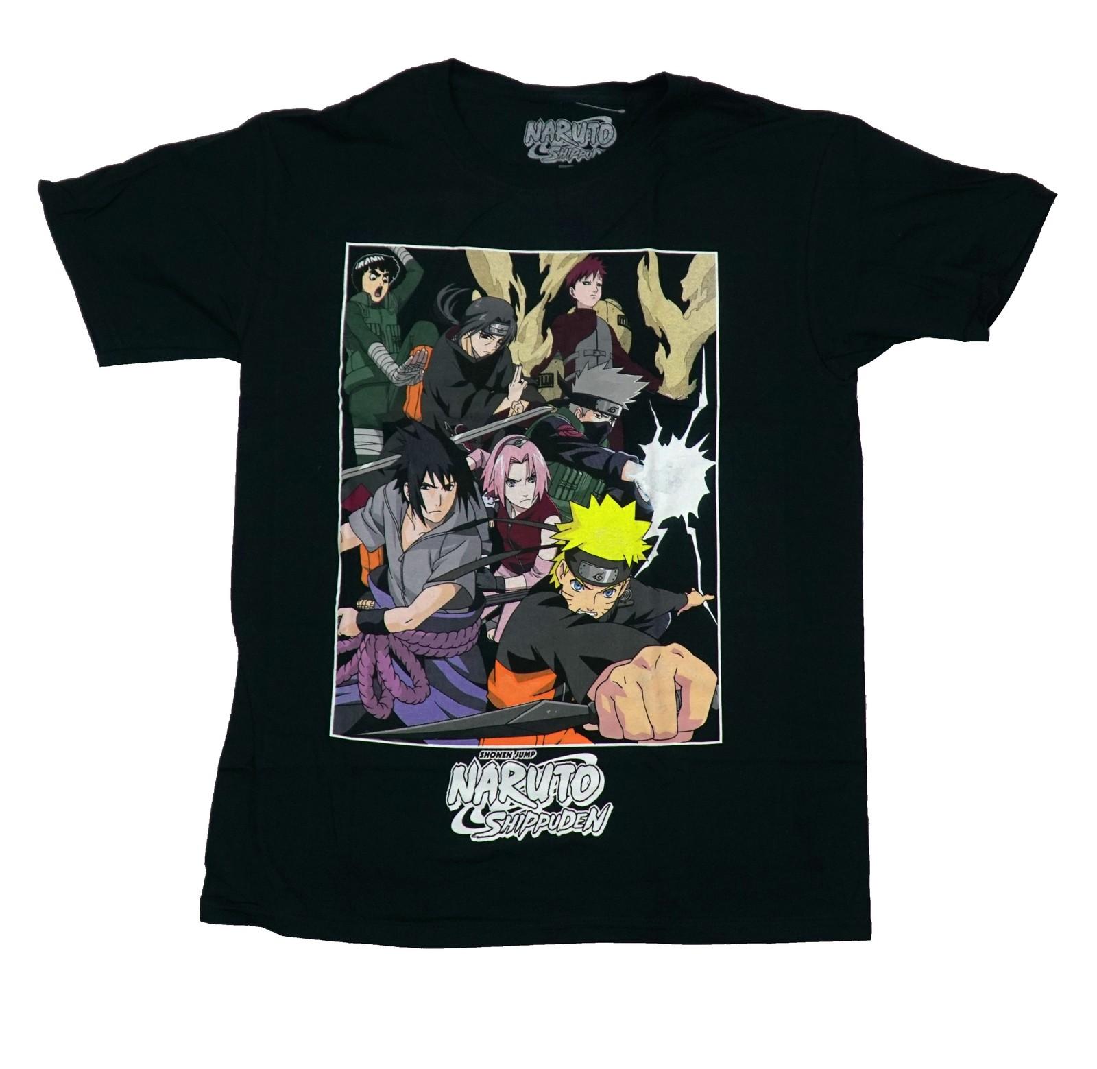 Naruto Shippuden New Adult T-Shirt - Shonen Jump Cast In White Outlined Box L