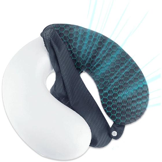 Neck Pillow Cover, Breathable Mesh Travel Neck Pillow Replacement Covers with Zipper, Cool and Elastic Fabric Airplane Pillow Covers for