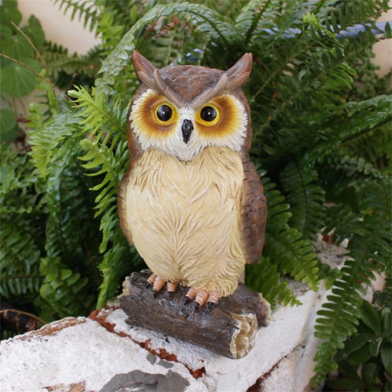 Waterproof Cute Miniatures Garden Display Ornament Desktop Figurines Decor Resin Fake Owl Sculpture for Courtyard Patios