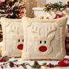 Cozy Winter Festive Pillow Cover Christmas Throw Cover, 18x18 Inch Plush Cushion 3D Snowman Themed Covers Reindeer Pattern, Case for Holiday Home Sofa