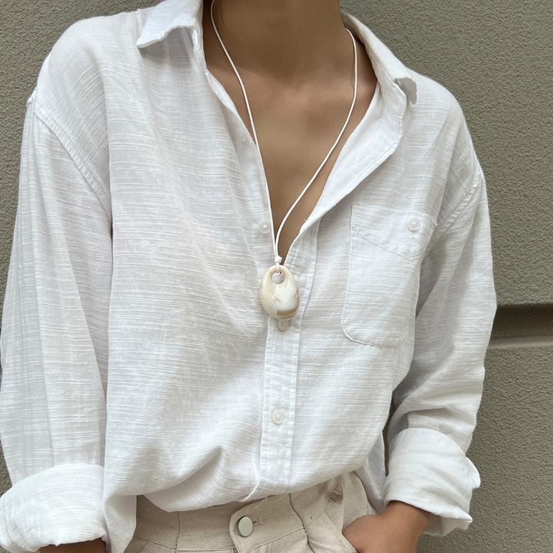 4 Colors Minimalist Wine Red Black Acrylic Long Pendant Necklace For Women Vintage Leather Rope Chain Sweater Chain New