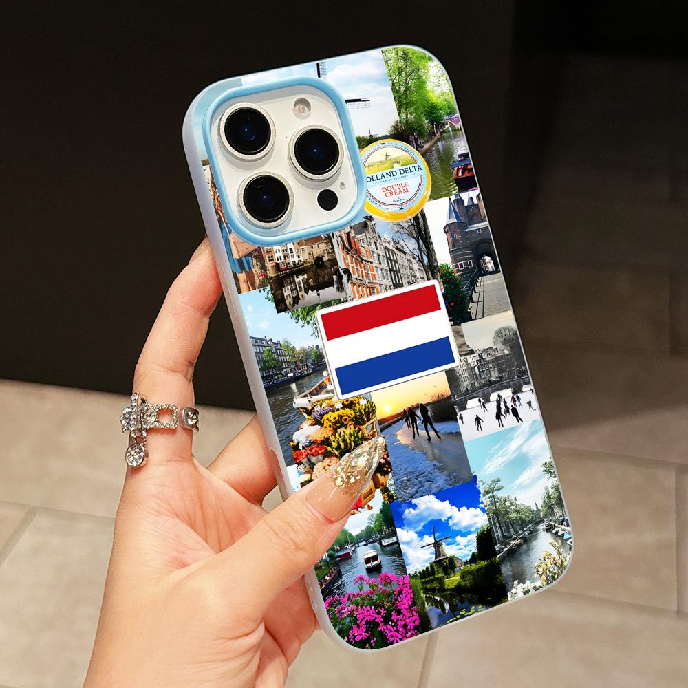 Nederlandse Vlag Jelly Dubbele Laag Lichtblauw Mobiele Telefoonhoesje voor iPhone 17 16 15 14 13 12 11 Air Pro Max Plus