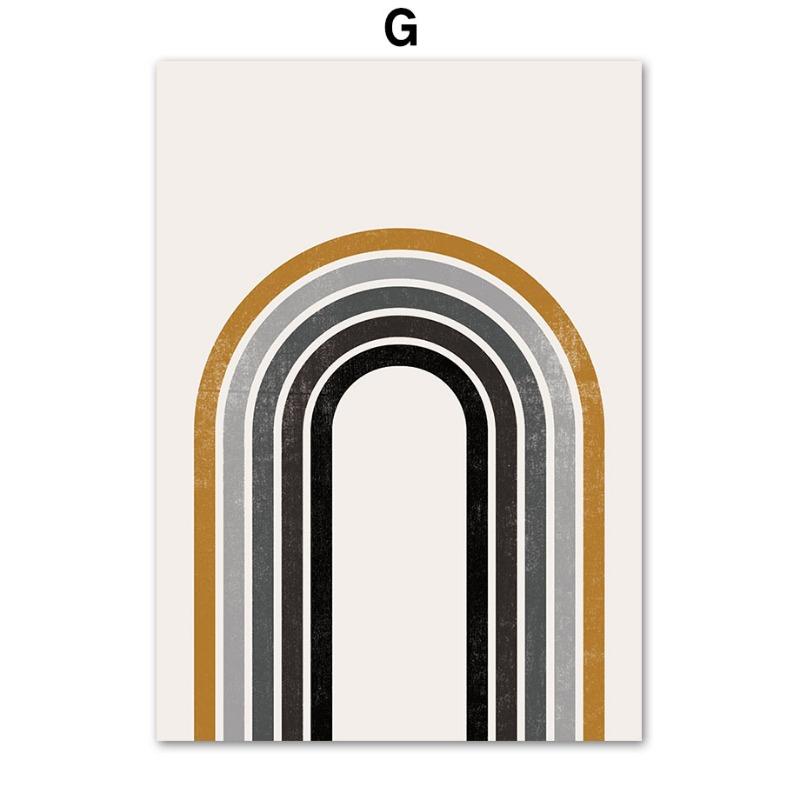 Sun Leaves Rainbow Abstract Geometry Boho Nordic Wall Art Painting Gallery Posters And Prints Wall Picture For Living Room Decor