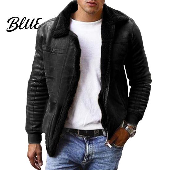 Plus Size Men for Outdoor Leather Thicken Color Faux Coat Solid Winter Jacket