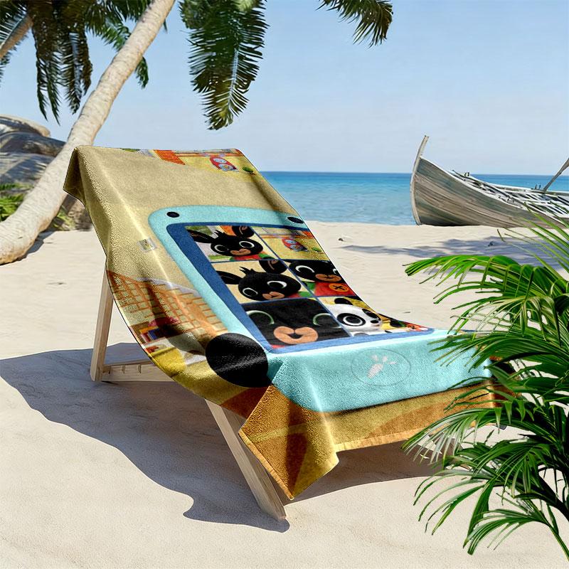 Bing Print Beach Towel, Large Soft Quick Dry Towel for Beach Camping Swimming