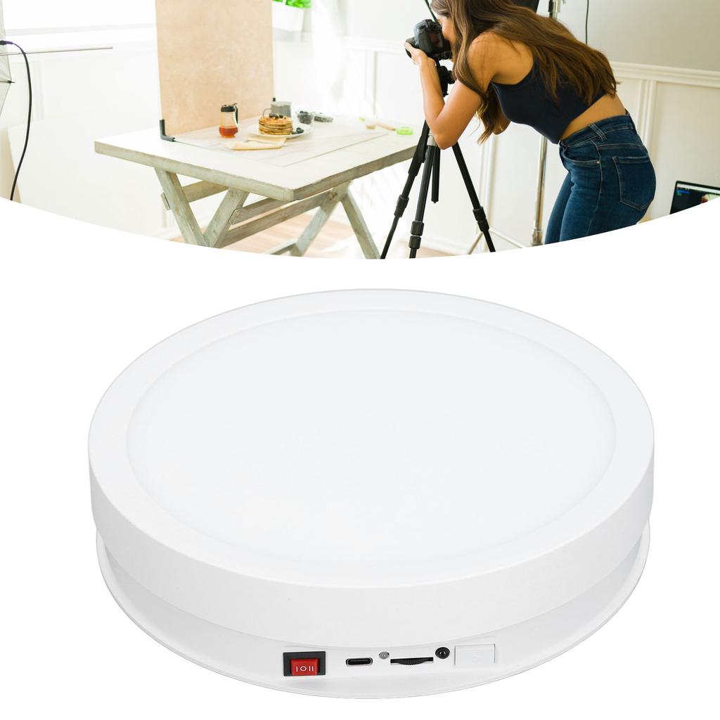 360 Degree Rotating Display Stand Speed and Direction   USB Powered 22cm Electric Rotating Turntable with Colorful Light