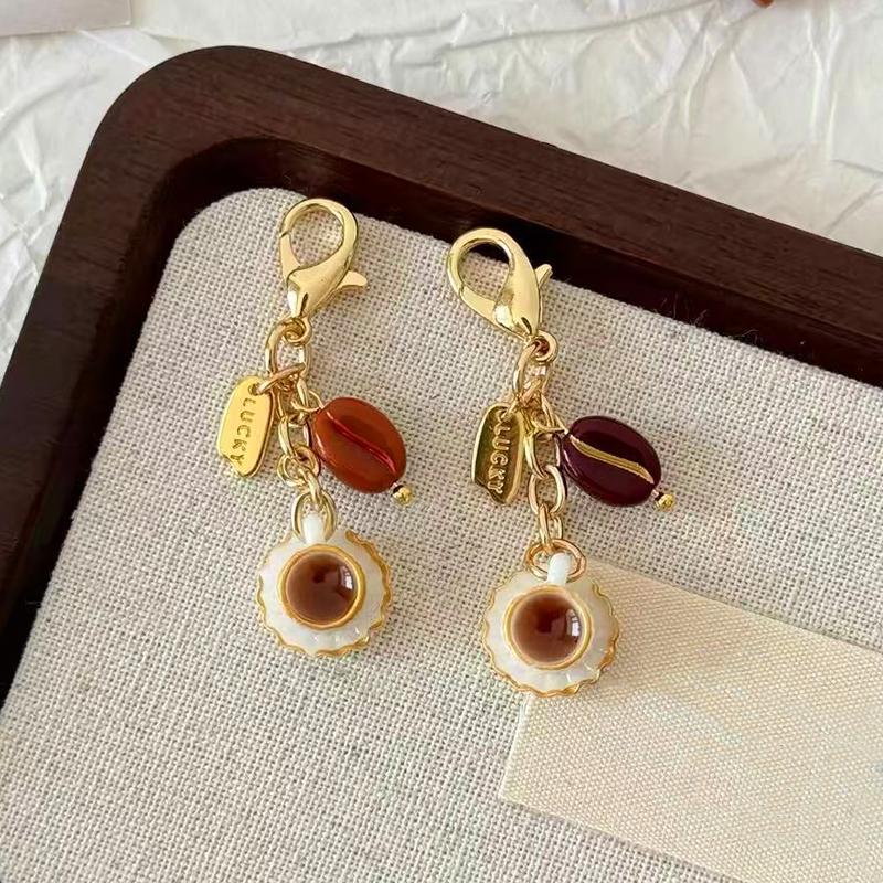 Ladies' bag pendant keychain brown earbud cover with zipper creative and cute coin wallet pendant