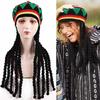 Reggae klobouk s dredy Pohodlný pletený klobouk Paruka Etnický styl Reggae baret Vlněný pletený klobouk ke kostýmu