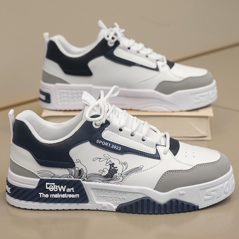 

Осенние Guochao Кожаные Повседневные Кеды на Толстой Подошве Молодежные Спортивные Низкие Белые Кроссовки Мужская Обувь 44