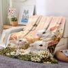 1 manta de conejos y flores Ligera Manta de franela para sofá cama Viaje Camping Sala de estar Oficina Sofá Silla