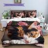 Rosa Calico-Katzenmuster Bettwäsche Heimdekoration Geburtstagsgeschenk (1 Bettbezug + 2 Kissenbezüge, ohne Füllung)
