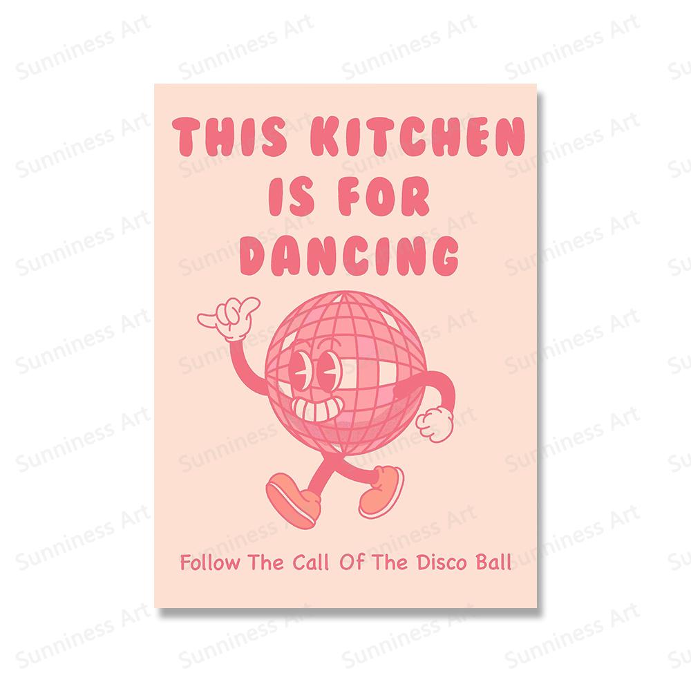 Retro Music Dance Record Player Poster And Print Flower Happy Quote Wall Art Canvas Painting Picture for Living Room Home Decor