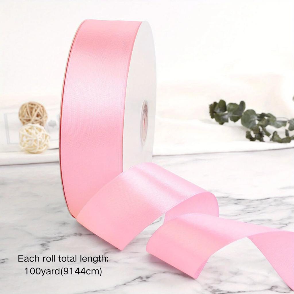 Solid Color Ribbon 1 Roll for Bouquet Bow Gift Wrapping DIY Decorative Cake Tying Christmas Wedding Birthday Party Decorations