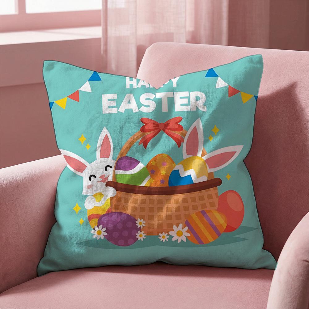 Holiday Easter Cushion Cover MultiScene Pillow Cover for Home Car Reversible Soft Durable for Daily Use