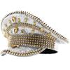 Sequins Captain Hat Crystal Sailor Hat for Disco House Cocktail Parties Vacation Sparkly Crystal for Comedian Actor