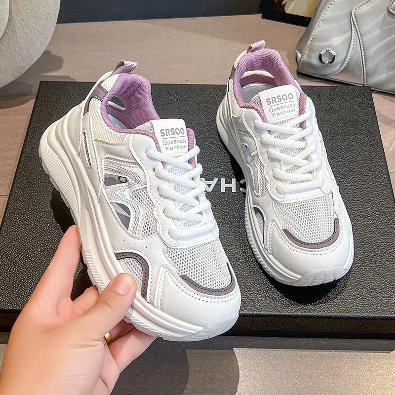 Breathable Mesh Fashion Little White Shoes Versatile 2025 New Thick-soled Lightweight Soft-soled Dad Shoes Women's Single-net Sneakers