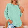 Women's Fashionable Solid Color Round Neck Long Sleeved Plush Warm Pullover Top