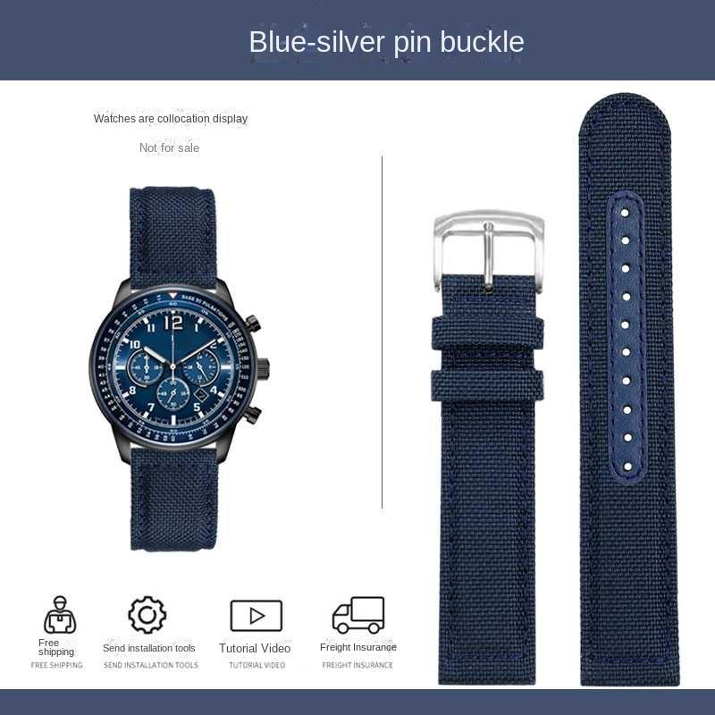 

For Citizen eco drive FF series CA4500/4503/4505 Nylon canvas watchband sport black khaki green blue grey watch strap 22mm 22mm